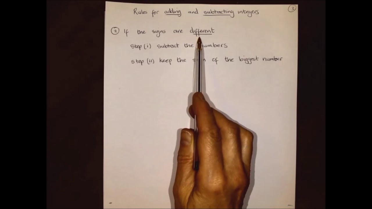 Integers 1 Adding and Subtracting Integers - YouTube