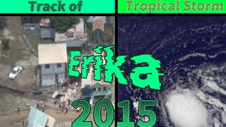 Track of Tropical Storm Erika 2015
