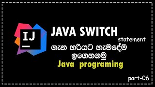Java Programming in sinhala Control Statement  Switch Statement Part 06