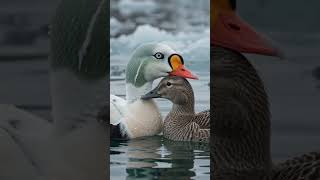 Somateria fischeri,  spectacled eider, is a large, threatened Arctic sea duck #birds
