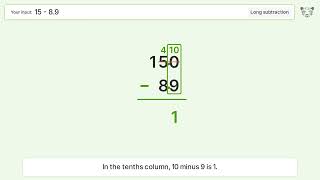 Long Subtraction Problem 15-8.9: Step-by-Step Video Solution