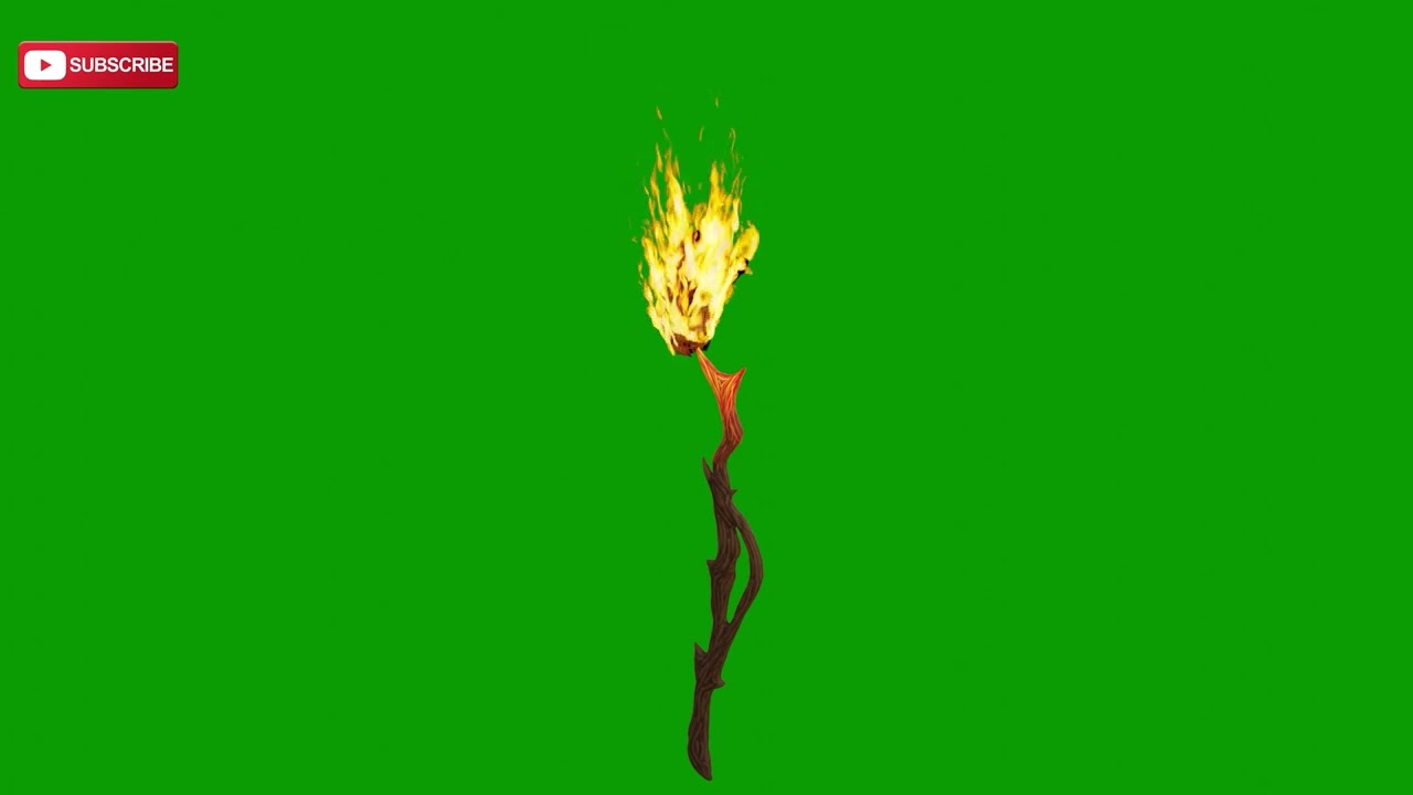 Stylized Fire Staff 3D Model | Green Screen Fire & Burn Effects Animation 4K | Free to Use ||