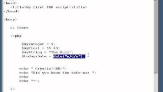 PHP & MySQL tutorial (Course 05 Intro to Variables)