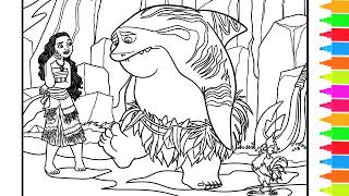 Coloring Maui Gets A Shark Head! Young Tamatoa and Kakamora | Disney Moana Coloring Pages
