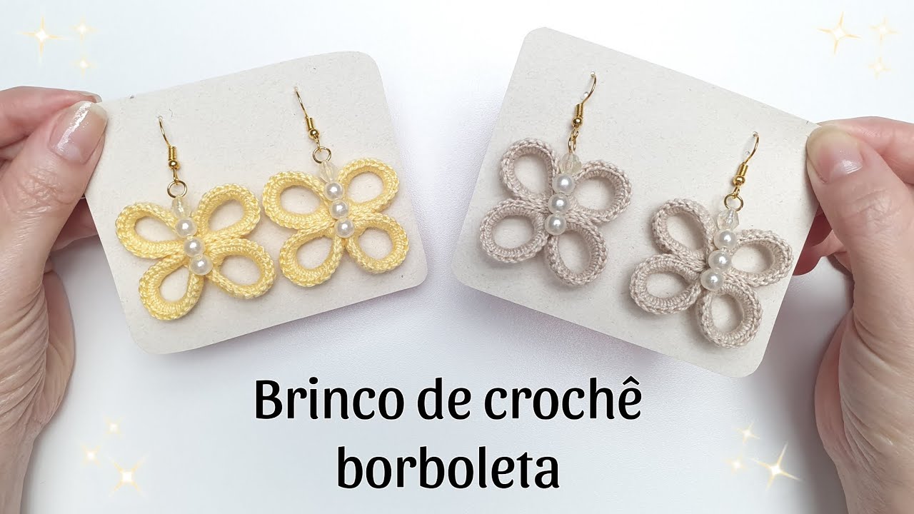 NOVO MODELO DE BRINCO DE CROCHÊ BORBOLETA