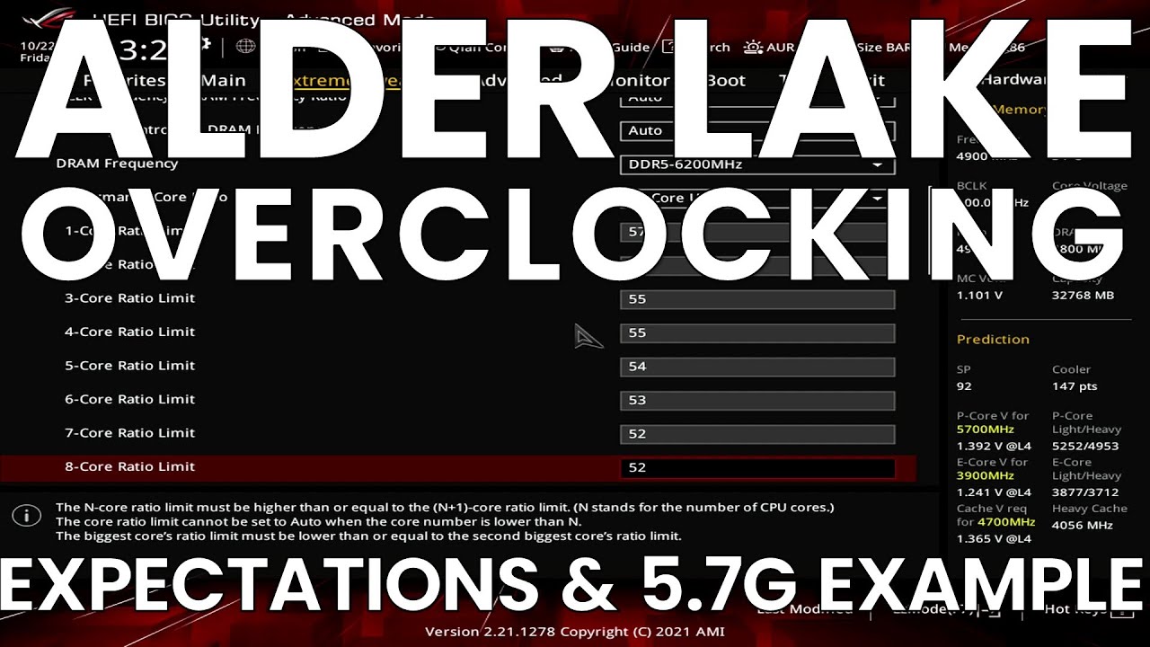 Alder Lake Overclocking Expectations & 5.7GHZ 12900K Example (feat. Maximus Z690 Extreme) YouTube