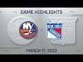 NHL Highlights | Islanders vs. Rangers - Mar. 17, 2022