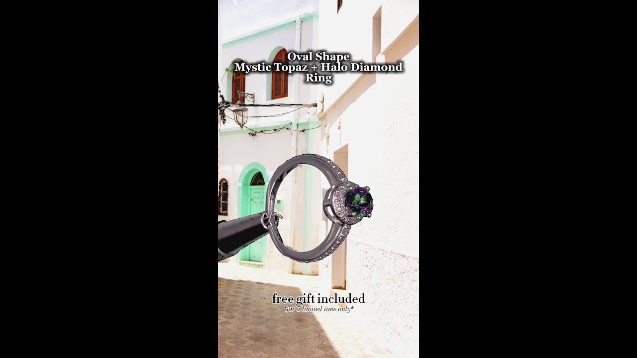 catch eyes with this stunning mystic topaz and halo diamond ring💍💜 