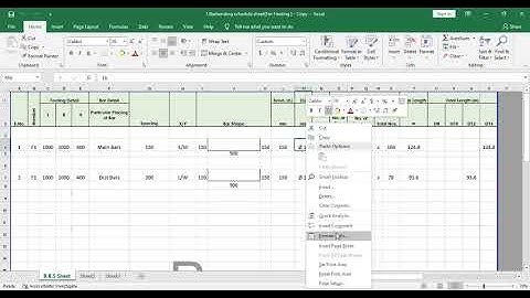 Building Quantity Through Excel VIDEO 44 .  Prepare BBS Sheet