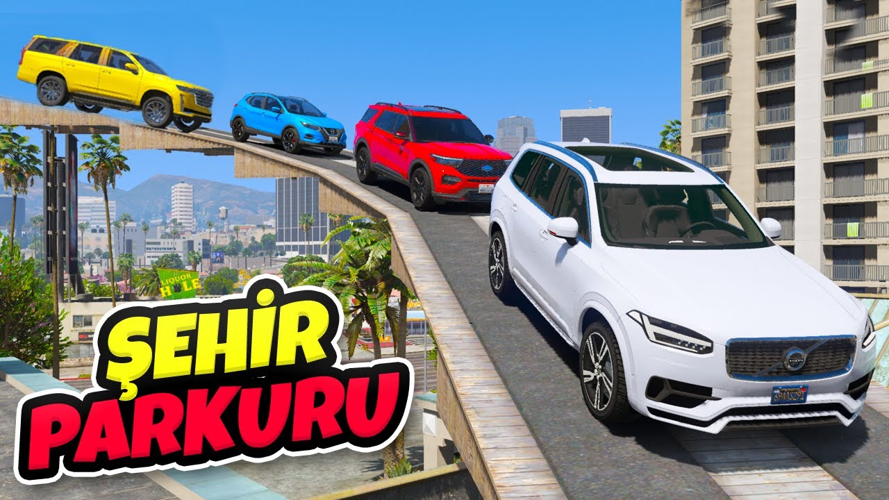 Büyük Jeep Arabalar Şehir Parkurunda - GTA 5