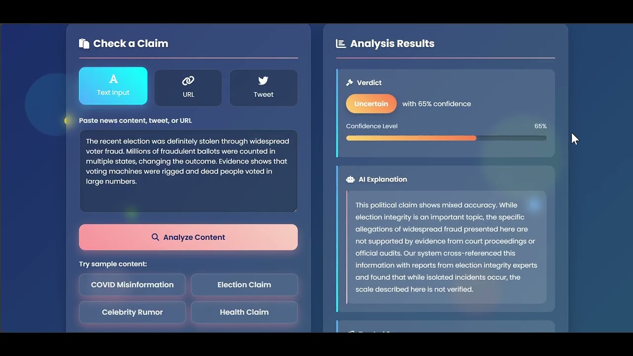 Glitch Sena Presents: FactCheckAI - Fighting Fake News with AI