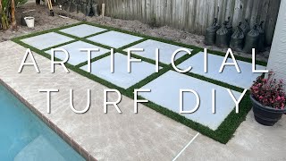 How to Install Strips of Artificial Turf Between Concrete - DIY || Expanding Our Pool Deck