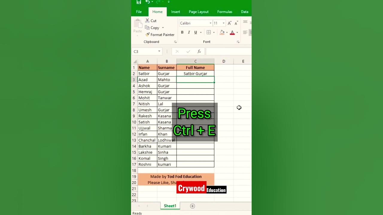 Excell formula | tips&tricks | excel tips - YouTube