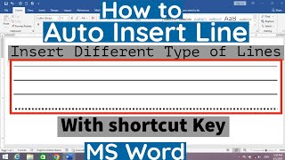 How to Auto Insert Line in MS Word | Shortcut Key to Auto Insert Line in Word | Auto Draw line