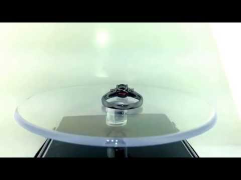 Red Garnet Three Stone Engagement Ring Vintage Style 14K Black Gold 1.28 Carat Birthstone Handmade