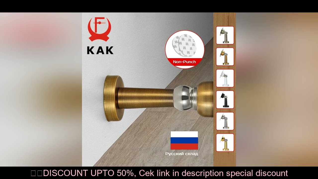 KAK Stainless Steel Magnetic Doorstop Non-Punch Wind-Proof Door Stopper Wall Mounted Floor Mounted D