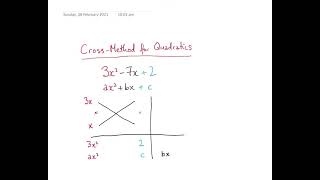 Quadratic Factorisation using the Cross-Method