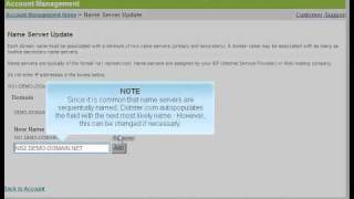 Details Changing name servers via Dotster.com Update