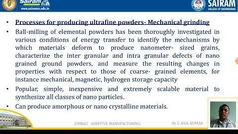 Lecture Video_ 15ME82_ Module 4_ Proceses for producing Nano Powder_ Dr C Anil Kumar