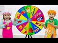 Annie and Sammy Pretend Play the MYSTERY SPIN THE WHEEL Food Challenge | Funny Stories with Toys