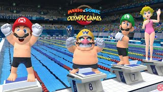 Swimming Very Hard Mario & Sonic At The Olympic Games Tokyo Gameplay Mario Wario Peach Luigi & More