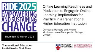 RIDE 2025 - Online learning readiness and motivation to engage in Online Learning