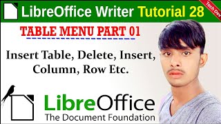 LibreOffice writer tutorial 28 table menu part 1 || in hindi || by dev bind || technical dev