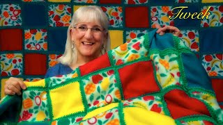 How to make a CROCHET and FLEECE CRAZY GRANNY Square Blanket, DIY Fun