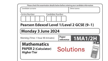 Paper 2H June 2024 Edexcel Maths GCSE