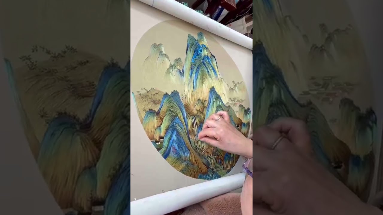 Suzhou embroidery, Qianli River and Mountain Map。Yao Qiuying,Senior craftsman in Jiangsu Province。