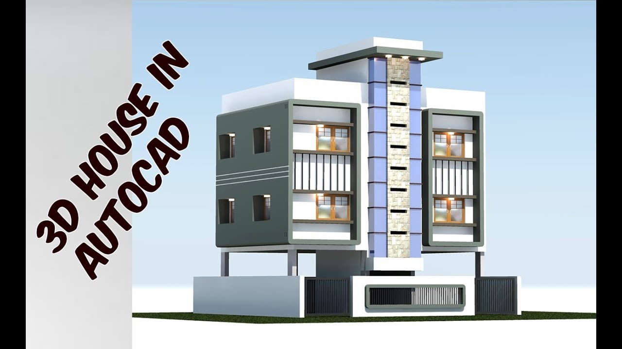 3d house tutorial in autocad fast easy YouTube