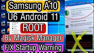 Samsung A10 A105F U6 Android 11 ROOT Done By Magisk Manager 2022 FIX Startup Warning ⚠️ Logo
