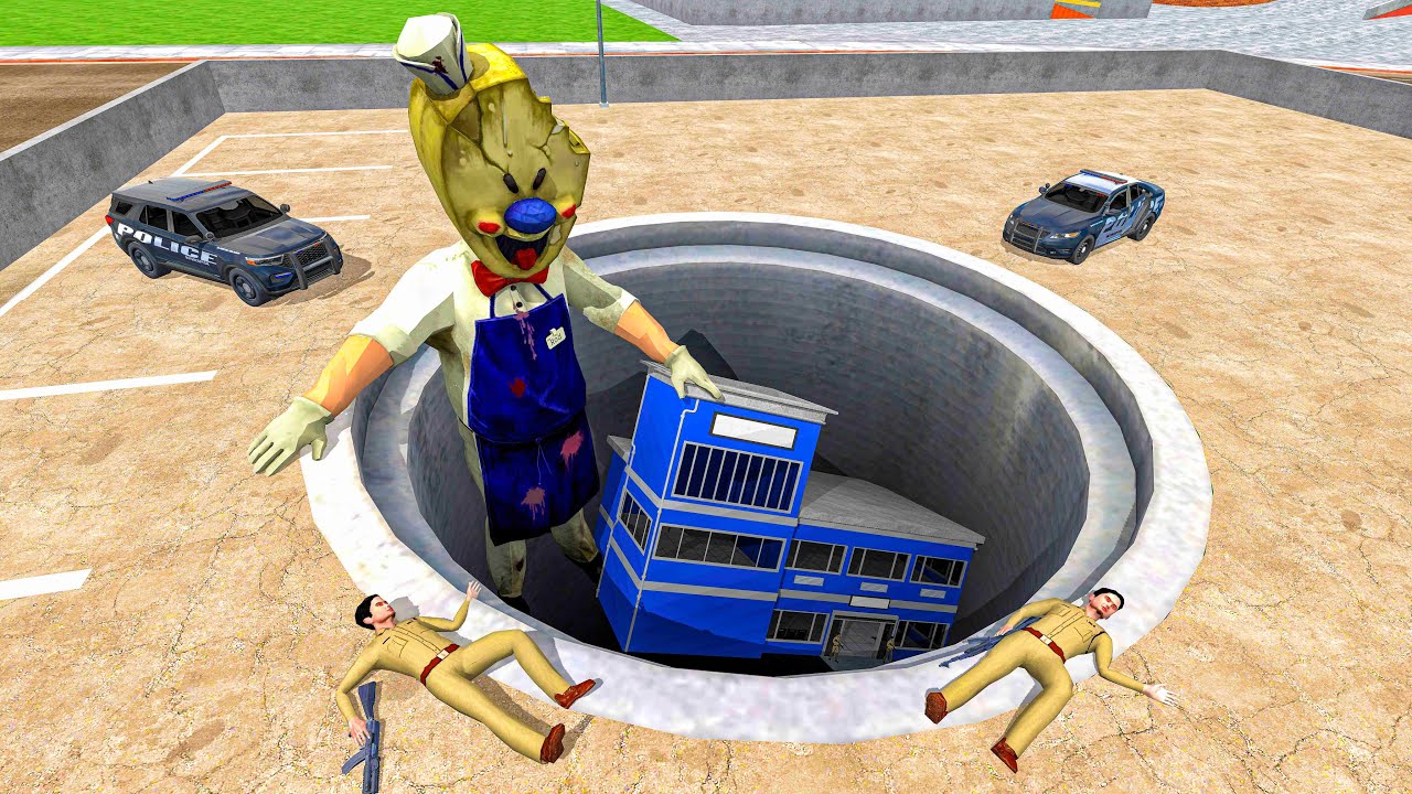 Police Station Fall in ICE Hole - INDIAN BIKES DRIVING 3D