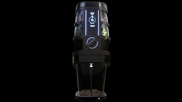 The sci-fi coffee machine with plants, berries and such | Blender 2.8