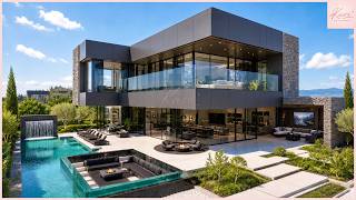 Building a Dark Organic Modern Luxury Lakefront Mansion from Scratch | Full Tour