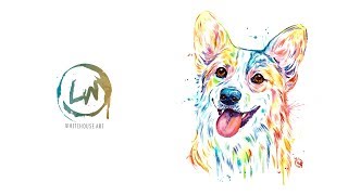 Dog Painting of a Corgi, Watercolor Painting in Time Lapse | Pet Portrait by Lisa Whitehouse