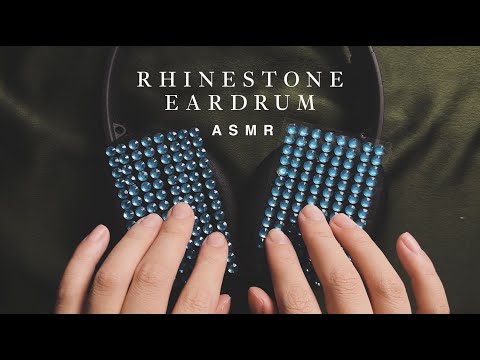 【1649C ASMR】Slow & Bassy Rhinestone Eardrum Massage | Rhinestone Rubbing | Headphone as Mic