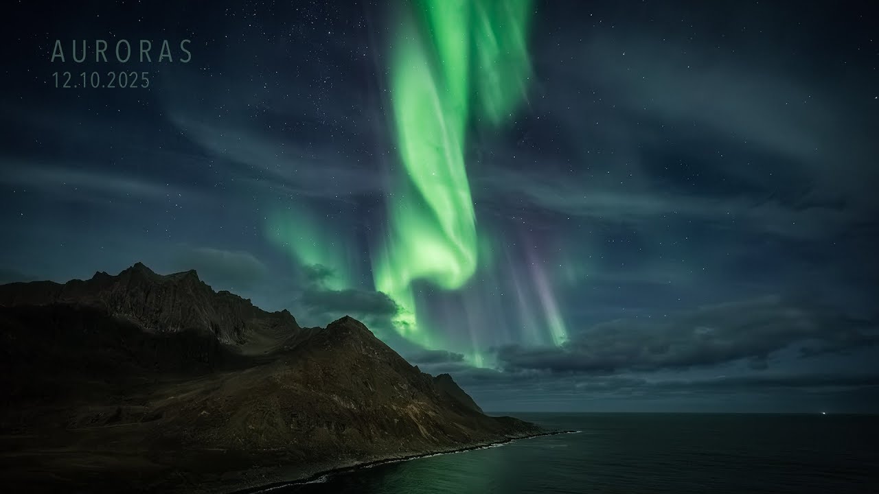 Aurora Timelapse Over Senja, Norway | 14 Minutes of Northern Lights Magic (Oct 12, 2025)