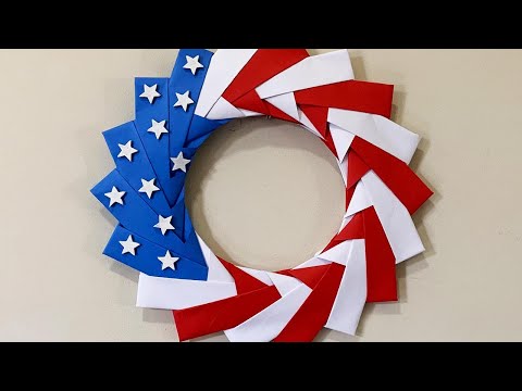 American Flag Origami Wreath / Last-minute Recycled Craft