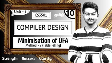 Minimisation of DFA in Tamil | Table Filling Method in Tamil | Compiler Design in Tamil | Unit 1