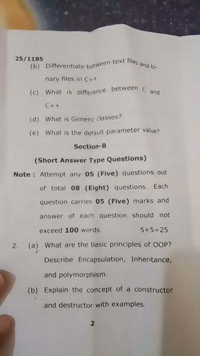 BCA 3rd Sem Object Oriented Programming Using C++ 2025 | BCA 3rd ...