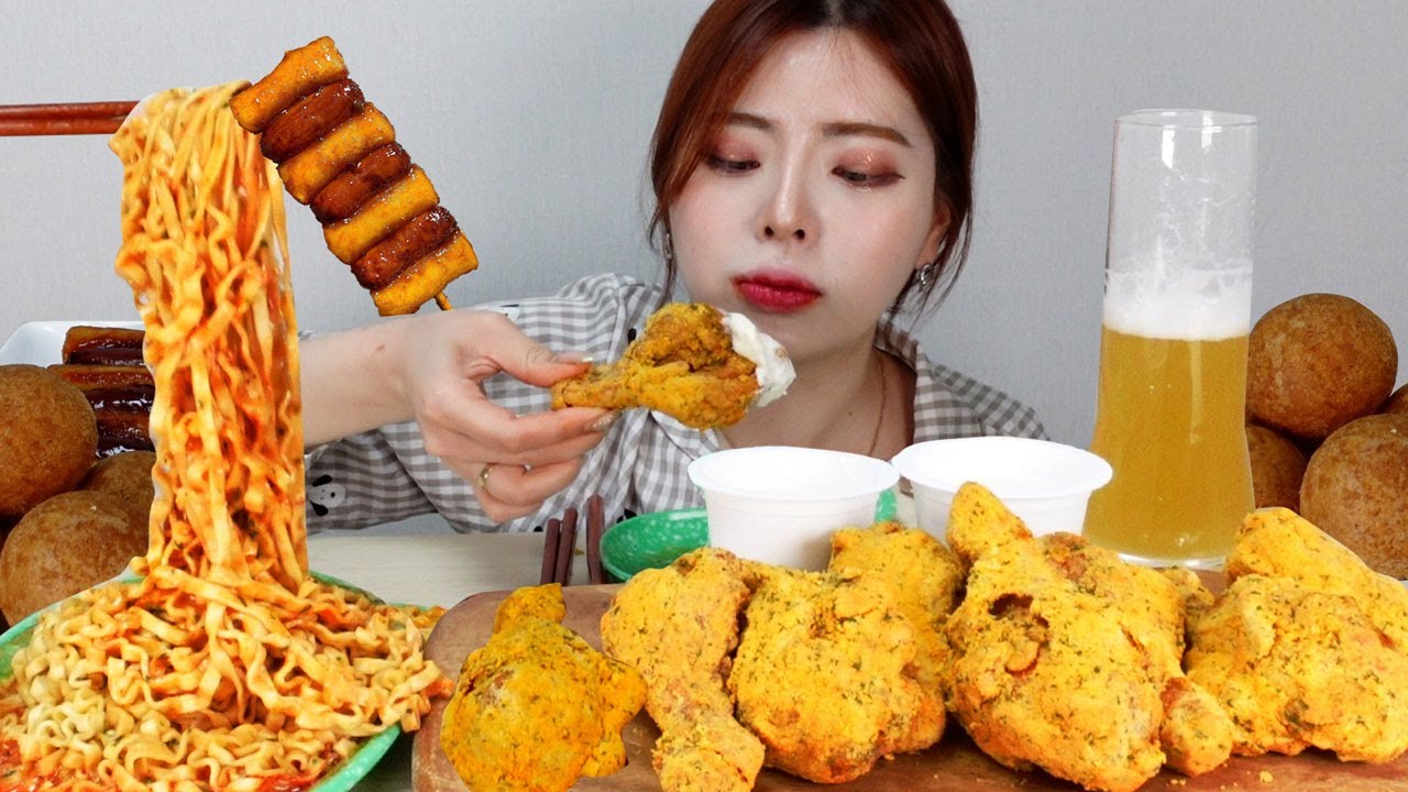 뿌링클 닭다리 실컷먹기 ✨꿀조합 까르보불닭과 함께 와구와구 🍗