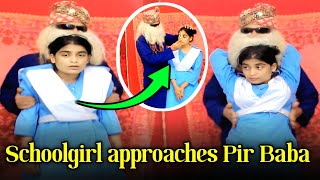 Schoolgirl approaches Pir Baba to seek blessings,