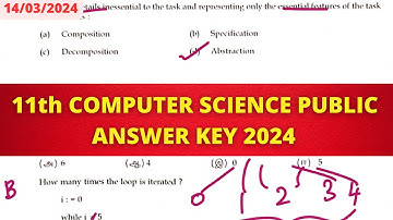 11th CS Public exam 2024 answers | 11th computer science public exam 2024 one marks answer key