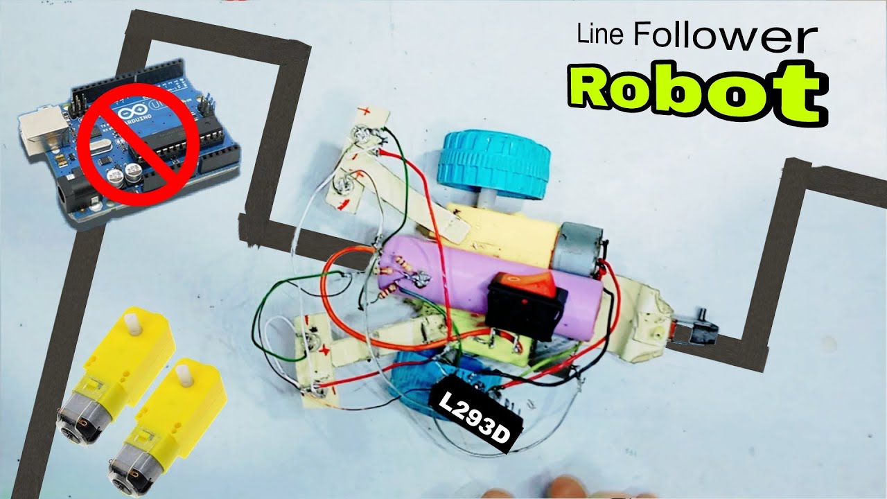 How to make line follower robot using L293D and bo motor - YouTube