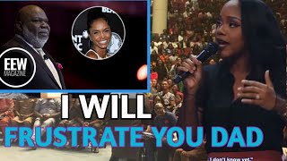 Sarah Jakes interrupted church service and threatened to expose his dad secrets
