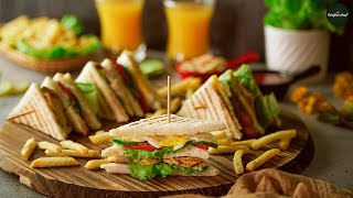 Grilled Chicken Club Sandwich Recipe (Restaurant Style) By SooperChef