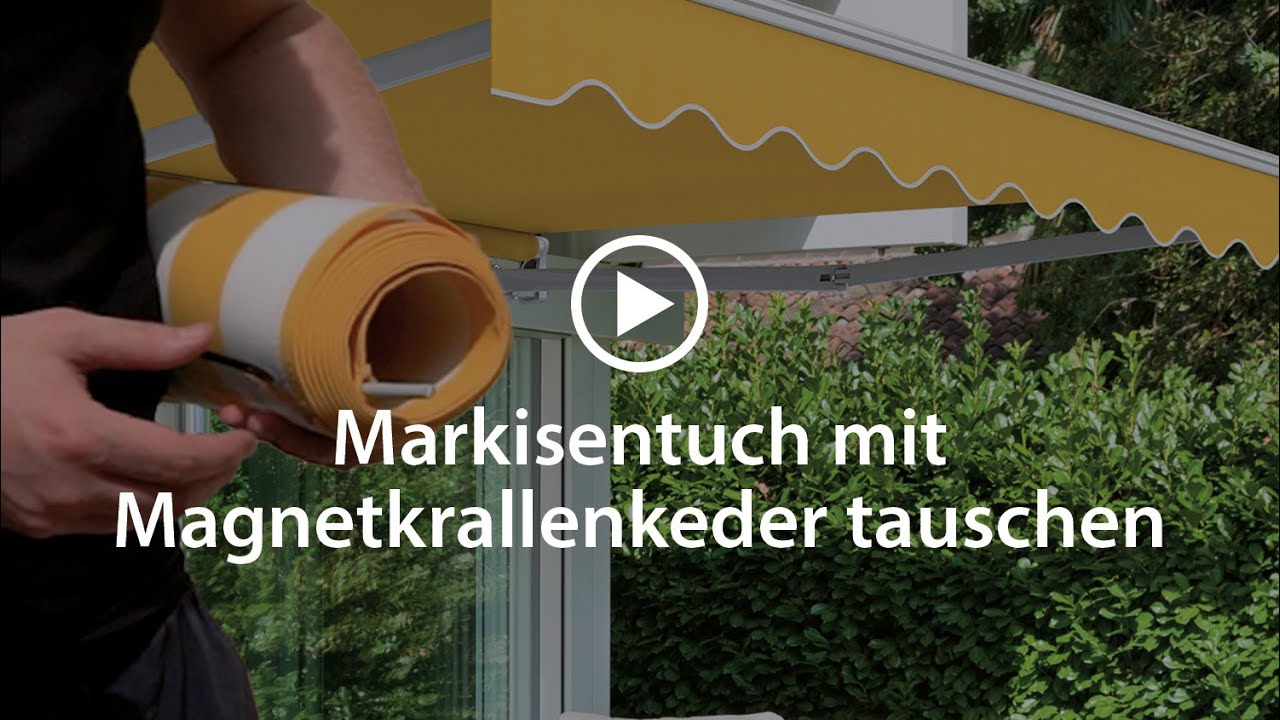 Markisenstoff wechseln - Aedis 2000 Markisentuch mit Magnetkrallenkeder  wechseln | paramondo