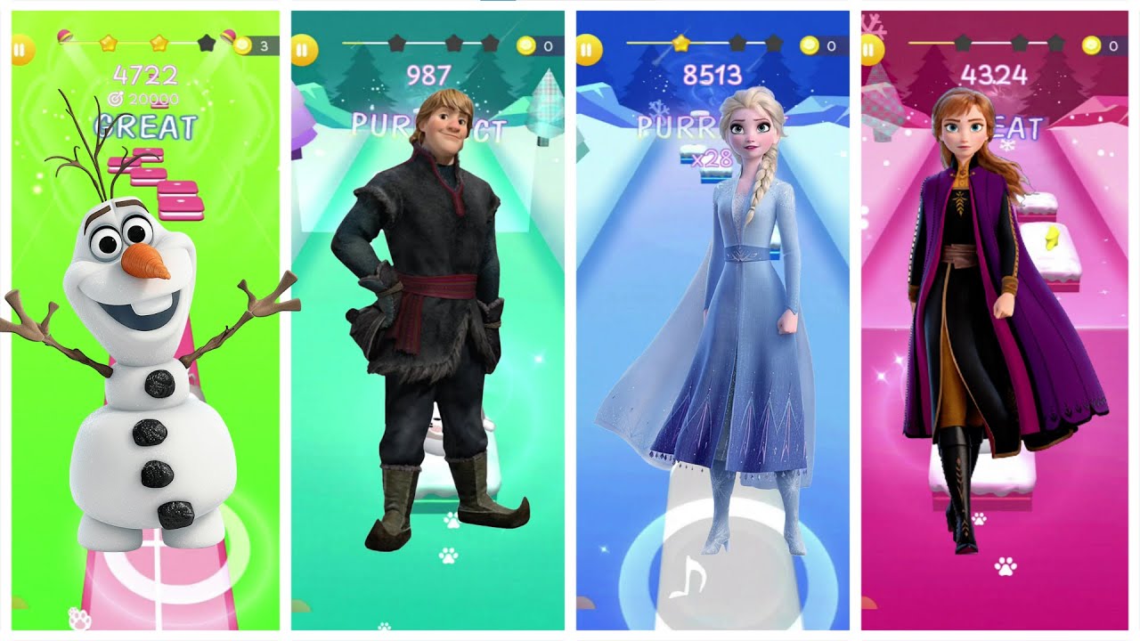Tiles Hop – Impossible Rhythm Challenge Frozen 2 Elsa & Anna & Olaf & Kristoff ❄️🔥 #18