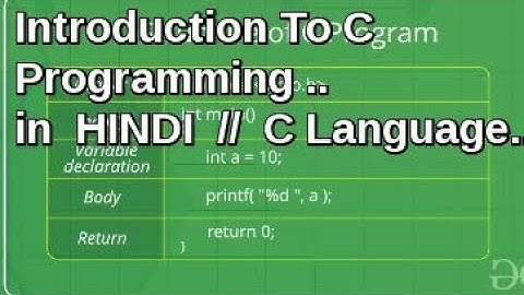 Introduction to C  Programming Language  HINDI